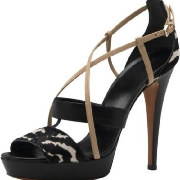 GUCCI Betty HIGH HEEL Platform SANDAL Italy ZEBRA - Picture 1 of 6